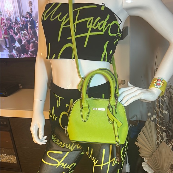 Stylish Black and lime green Women's Pants Set - Picture 10 of 11